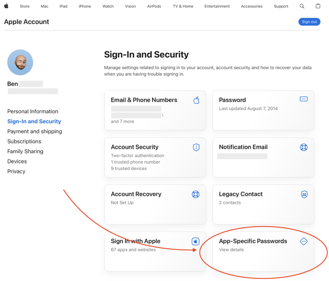 Apple account.apple.com
