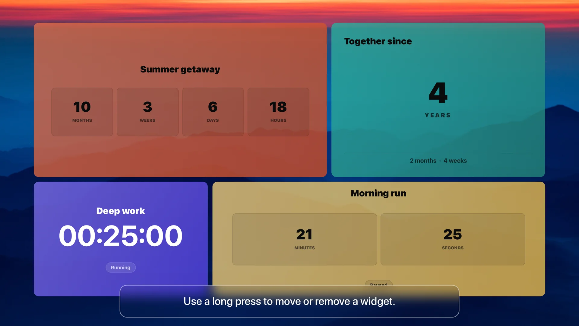 Countdown dashboard